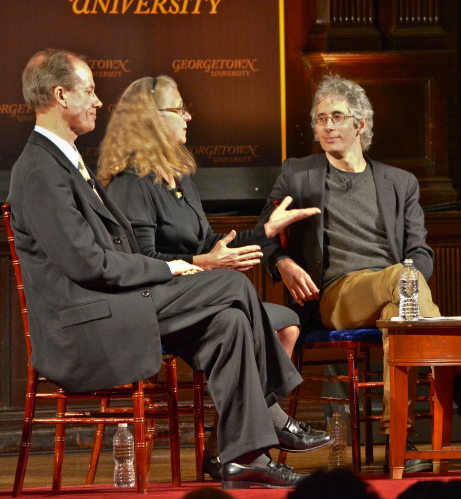 Thomas Drake and Coleen Rowley with Anthony Arnove at Georgetown University, April 22, 2014.